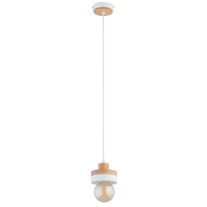 LAMPA WISZĄCA ALFA LARSO DREWNIANA & BIAŁA 1xE27 /  61541