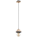 LAMPA WISZĄCA ALFA MIKO DREWNIANA & CZARNA 1xE27 /  61542