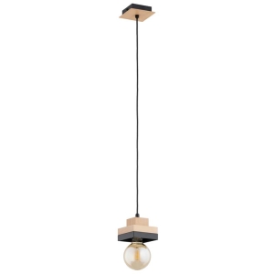 LAMPA WISZĄCA ALFA MIKO DREWNIANA & CZARNA 1xE27 /  61542