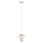 LAMPA WISZĄCA ALFA MIKO DREWNIANA & BIAŁA 1xE27 /  61543