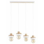 LAMPA WISZĄCA ALFA LARSO DREWNIANA & BIAŁA 4xE27 /  63409