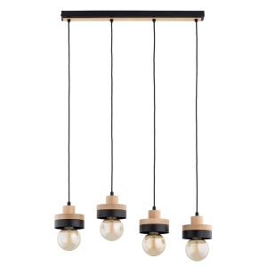LAMPA WISZĄCA ALFA LARSO DREWNIANA & CZARNA 4xE27 / 63407
