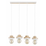 LAMPA WISZĄCA ALFA MIKO DREWNIANA & BIAŁA 4xE27 / 63413