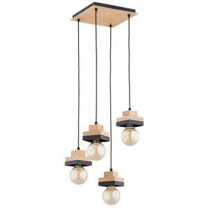 LAMPA WISZĄCA ALFA MIKO DREWNIANA & CZARNA 4xE27 / 63412
