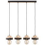 LAMPA WISZĄCA ALFA MIKO DREWNIANA & CZARNA 4xE27 / 63411