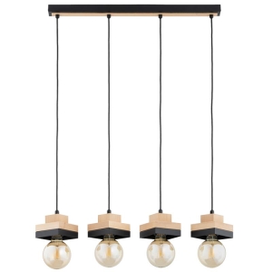 LAMPA WISZĄCA ALFA MIKO DREWNIANA & CZARNA 4xE27 / 63411