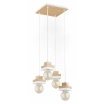 LAMPA WISZĄCA ALFA MIKO DREWNIANA & BIAŁA 4xE27 / 63414