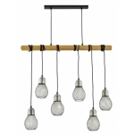 LAMPA WISZĄCA ALFA PIKOLO CZARNA & DREWNIANA 6XE14 / 63392