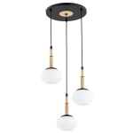 LAMPA WISZĄCA ALFA CERES DREWNIANA & CZARNA 3xE14 / 62594