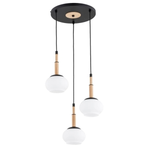 LAMPA WISZĄCA ALFA CERES DREWNIANA & CZARNA 3xE14 / 62594
