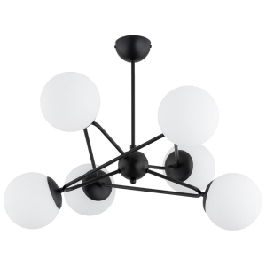 LAMPA WISZĄCA ALFA RESTO CZARNA & BIAŁA 6xE14 / 63378