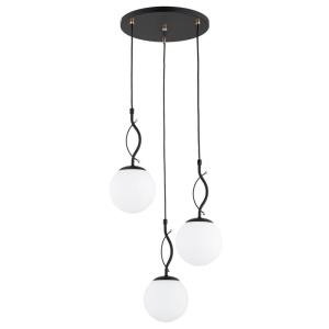 LAMPA WISZĄCA ALFA PANDA CZARNA & BIAŁA & ZŁOTA 3xE14 / 62582