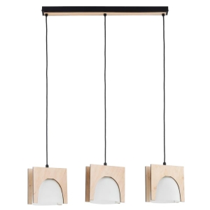 LAMPA WISZĄCA ALFA FERIO CZARNA & BIAŁA & DREWNIANA 3xE27 / 62576