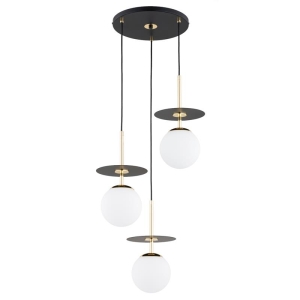 LAMPA WISZĄCA ALFA QEENCY CZARNA & ZŁOTA & BIAŁA 3xE14 / 62573
