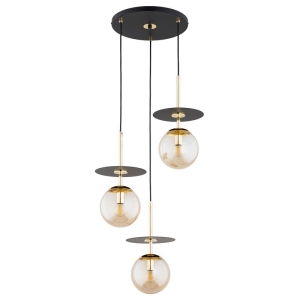 LAMPA WISZĄCA ALFA QEENCY CZARNA & ZŁOTA 3xE14 / 62571