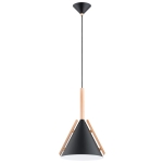 LAMPA WISZĄCA ALFA FORTEL MIX CZARNA & DREWNIANA 1xE27 / 61494