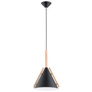 LAMPA WISZĄCA ALFA FORTEL MIX CZARNA & DREWNIANA 1xE27 / 61494