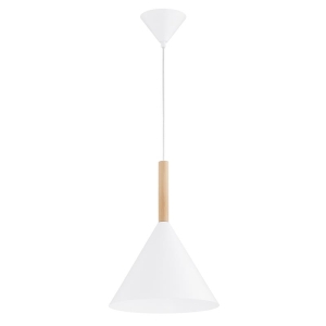 LAMPA WISZĄCA ALFA FUKS BIAŁA & DREWNIANA 1xE27 / 61475