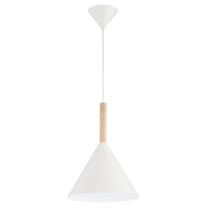 LAMPA WISZĄCA ALFA FUKS ECRU & DREWNIANA 1xE27 / 61473