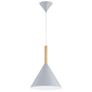 LAMPA WISZĄCA ALFA FUKS SZARA & DREWNIANA 1xE27 / 61472