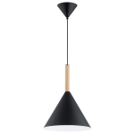 LAMPA WISZĄCA ALFA FUKS CZARNA & DREWNIANA 1xE27 / 61471