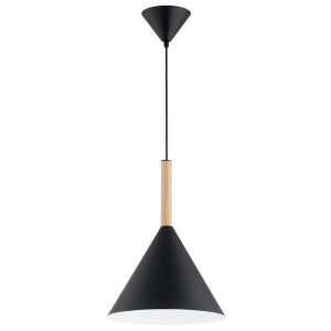 LAMPA WISZĄCA ALFA FUKS CZARNA & DREWNIANA 1xE27 / 61471