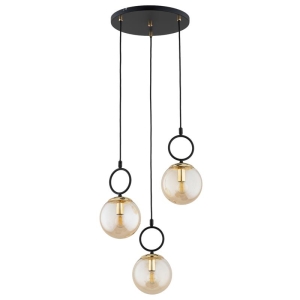 LAMPA WISZĄCA ALFA LISTER CZARNA & ZŁOTA 3xE14 / 62567