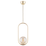 LAMPA WISZĄCA ALFA OVAL ZŁOTA & BIAŁA 1xE14 / 61453