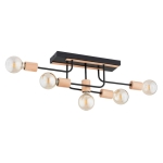 LAMPA SUFITOWA ALFA GOISA DREWNIANA & CZARNA 5xE27 / 63334