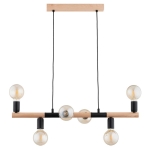 LAMPA WISZĄCA ALFA LIDO DREWNIANA & CZARNA 6xE27 / 63335