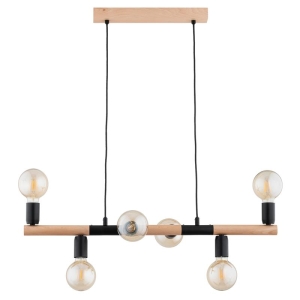 LAMPA WISZĄCA ALFA LIDO DREWNIANA & CZARNA 6xE27 / 63335