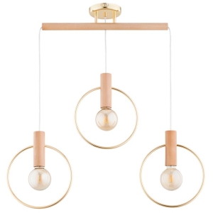 LAMPA WISZĄCA ALFA ARISA DREWNIANA & ZŁOTA 3XE27 / 62532