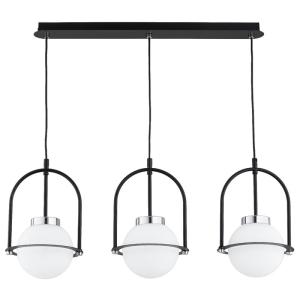 LAMPA WISZĄCA ALFA LERIA PICCOLO CZARNA & CHROM 3xE14 / 62512