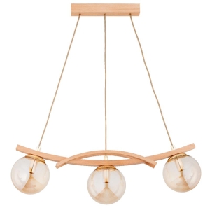 LAMPA WISZĄCA ALFA SANA DREWNIANA 3xE14 / 62495