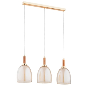 LAMPA WISZĄCA ALFA LISSY DREWNIANA & ZŁOTA 3xE27 / 62489