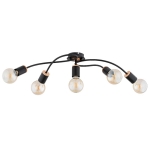 LAMPA SUFITOWA ALFA GERSO CZARNA & DREWNIANA 5xE27 / 63286