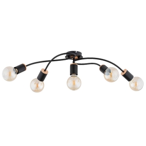 LAMPA SUFITOWA ALFA GERSO CZARNA & DREWNIANA 5xE27 / 63286