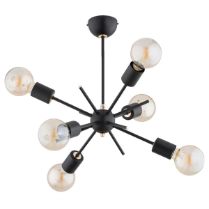 LAMPA SUFITOWA ALFA IGEL CZARNA & ZŁOTA 6xE27 / 63288