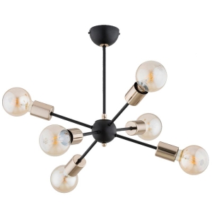 LAMPA SUFITOWA ALFA TIMOS CZARNA & ZŁOTA 6xE27 / 63290