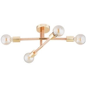 LAMPA SUFITOWA ALFA OTELLO DREWNIANA & ZŁOTA 4xE27 / 63276