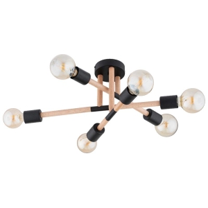 LAMPA SUFITOWA ALFA OTELLO DREWNIANA & CZARNA 6xE27 / 63275