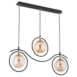 LAMPA WISZĄCA ALFA KIRA CZARNA & ZŁOTA 3xE14 / 62473