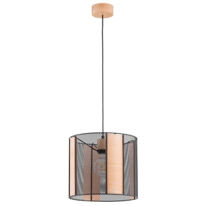 LAMPA WISZĄCA ALFA NETIS CZARNA & DREWNIANA 1xE27 / 61381