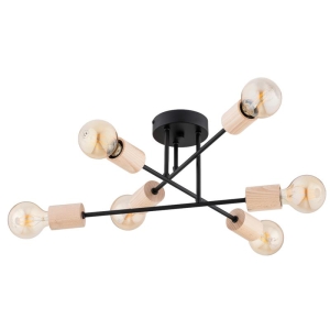 LAMPA SUFITOWA ALFA LA-ROSA CZARNA & DREWNIANA 6xE27 / 63271