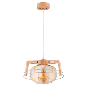 LAMPA WISZĄCA ALFA ISKAR DREWNIANA 1xE27 / 61366