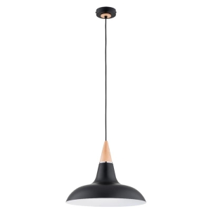 LAMPA WISZĄCA ALFA DORO R-3 CZARNA & DREWNIANA 1xE27 / 61362