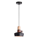 WISZĄCA LAMPA 1XE27 CZARNA METALOWO-SKÓRZANA-DREWNIANA / 1990