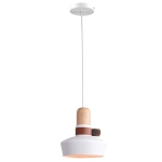 WISZĄCA LAMPA 1XE27 BIAŁA METALOWO-SKÓRZANA-DREWNIANA /  1992