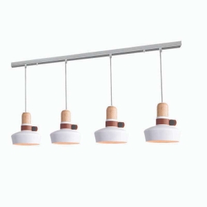 WISZĄCA LAMPA 4XE27 BIAŁA METALOWO-SKÓRZANA-DREWNIANA /  1993-W