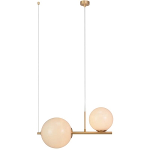 LAMPA WISZĄCA 2XE27 ZŁOTY MAT - OPAL GLASS / 1997